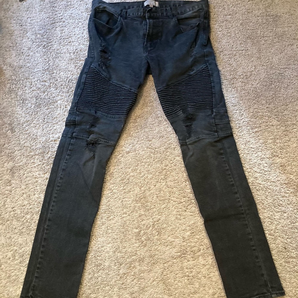 Black Biker Denim Jeans